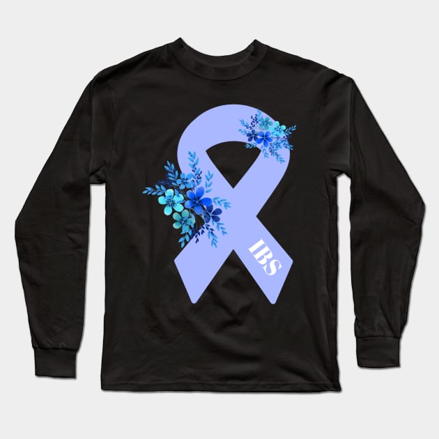 Irritable bowel syndrome awareness ribbon Long Sleeve T-Shirt by LukjanovArt